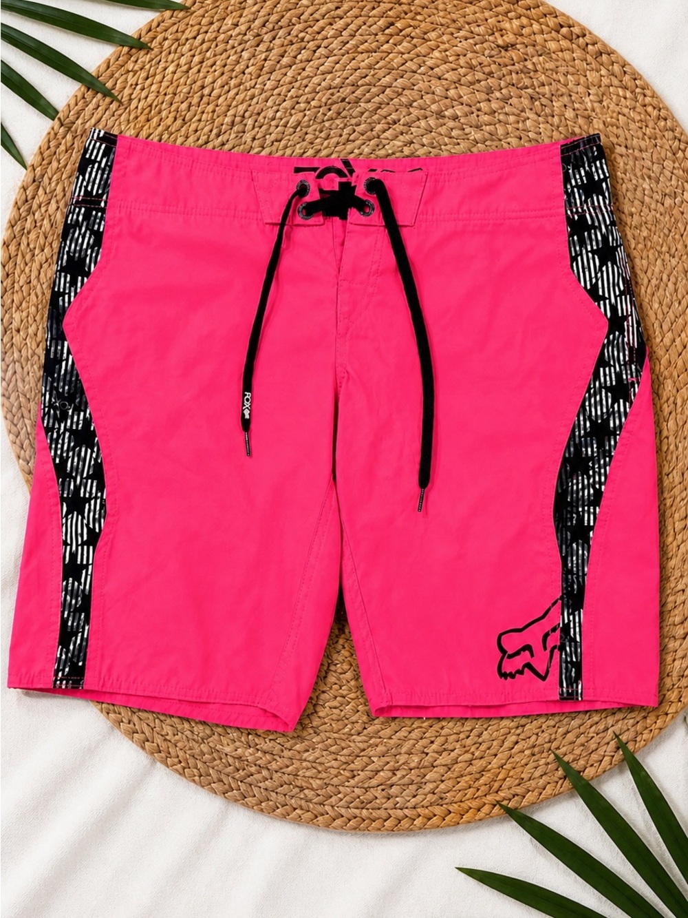 Fox Secret Ride Boardie Swim Trunks Board Shorts Pink Black Size 7 Y2K Surf - Picture 3 of 13